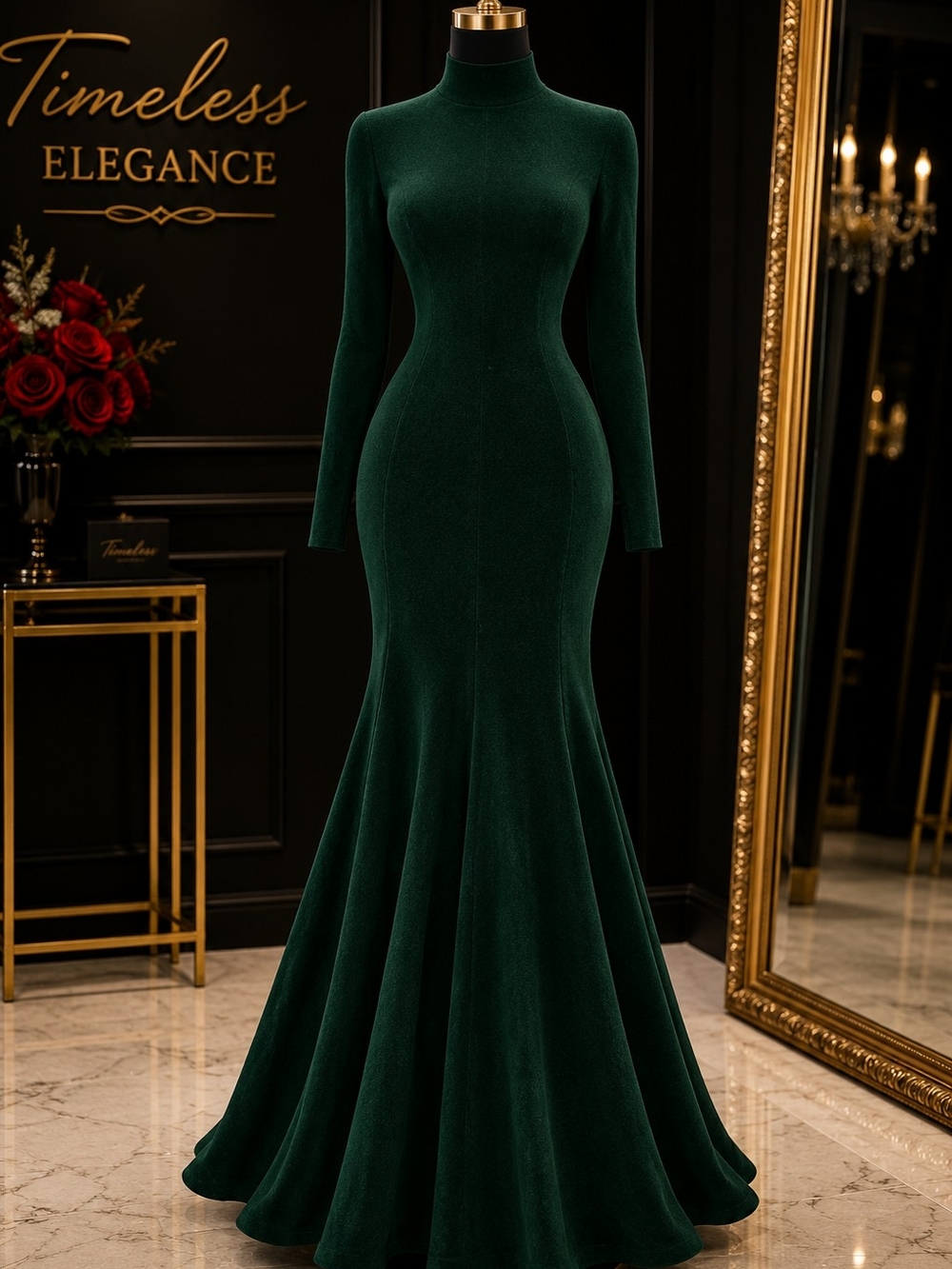 Timeless Elegance Women's Emerald Green Mermaid Gown